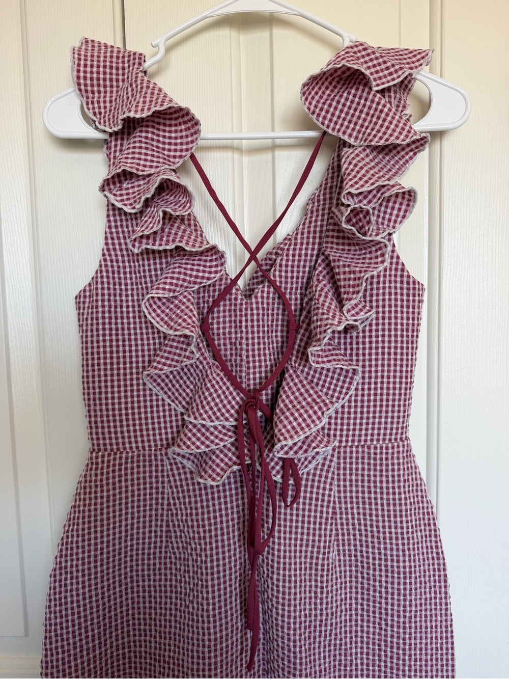 Wayf Pink Gingham Ruffle Backless Dress - Picture 5 of 7